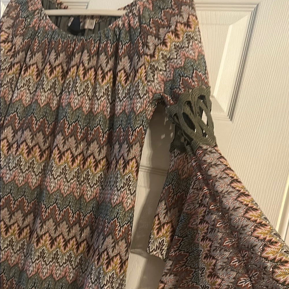 Boho Chic Multicolor Patterned Blouse - image 4